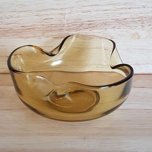 Vintage Pinched Glass Harvest Gold Bowl